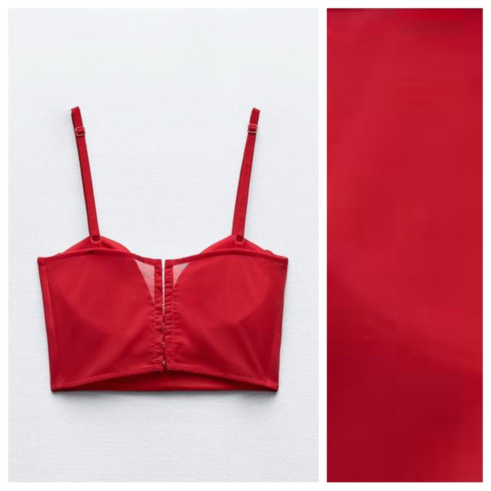 NWT. Zara Red Lingerie Combination Tulle Corset/Top Spaghetti Strap. Size XXL. - Picture 6 of 12